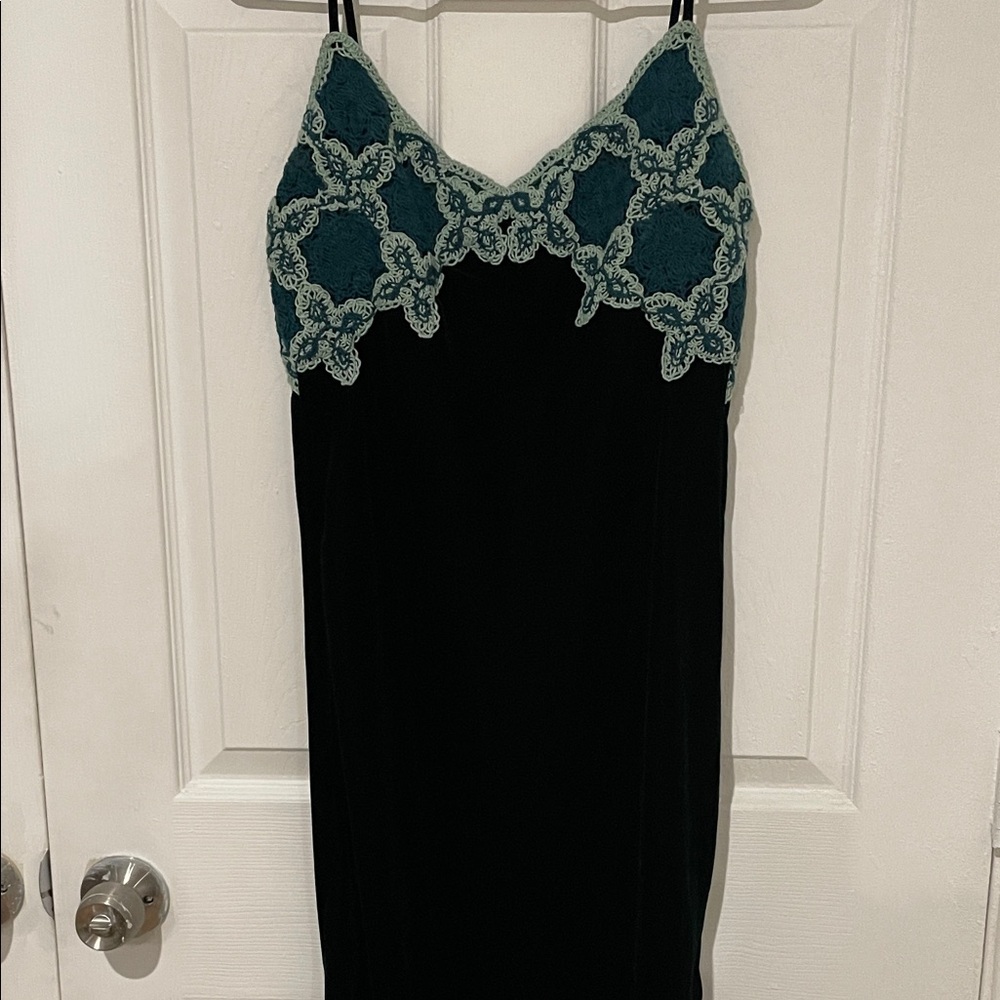 Zara Black and Teal Lace Dress